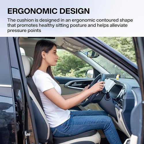 FOVERA Car Backrest & Seat Cushion Combo, Memory Foam Full Back Support & Seat Cushion for Comfortable Driving | Promotes Healthy Driving Posture and Relieves Back Pain - Image 5