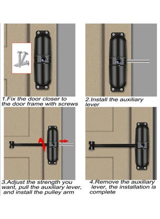 Automatic Door Closer,Safety Wheel Roller Spring Door Closer Easy to Install to Convert Hinged Doors to Self-Closing Diecast Construction Black - pzsku/Z09C370924BFDBEB1BFADZ/45/_/1696227421/f97b8ca5-0272-4ee1-a278-f8c7c3e10ffa