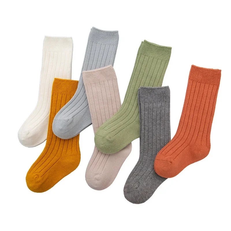 Ins Popular Spanish Kidsren''s Socks Pit Strip Plain Mid-Length Socks Baby Student Sports Socks Breathable - Image 5