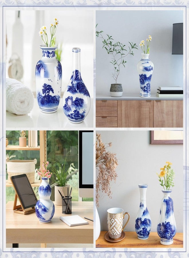Maxcheck 12 Pcs Small Blue and White Vase Mini Porcelain Chinoiserie Bud Vase Vintage Ceramic Oriental Handmade Chinese Flower Jardiniere for Home Office Shelf Table Centerpieces Decor(Stylish) - Image 5