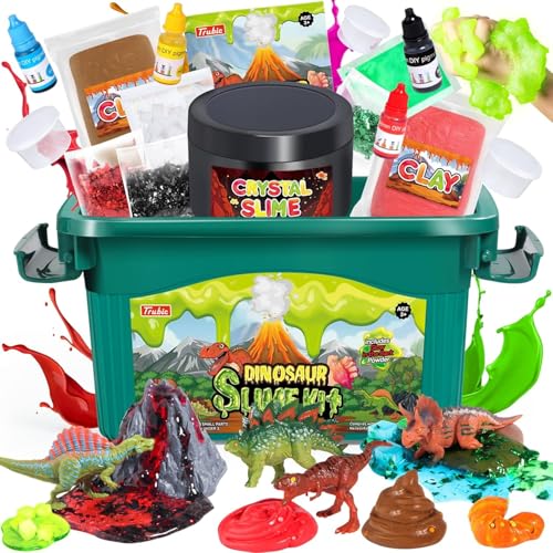 Trubic Dinosaur Slime Making Kit Jelly CubeButterCrystalGlow in The Dark Slime with Addins Includes Dino FigurinesVolcano Christmas Birthday Party Favors Gift Toys for Kids Boys 612 - Image 1