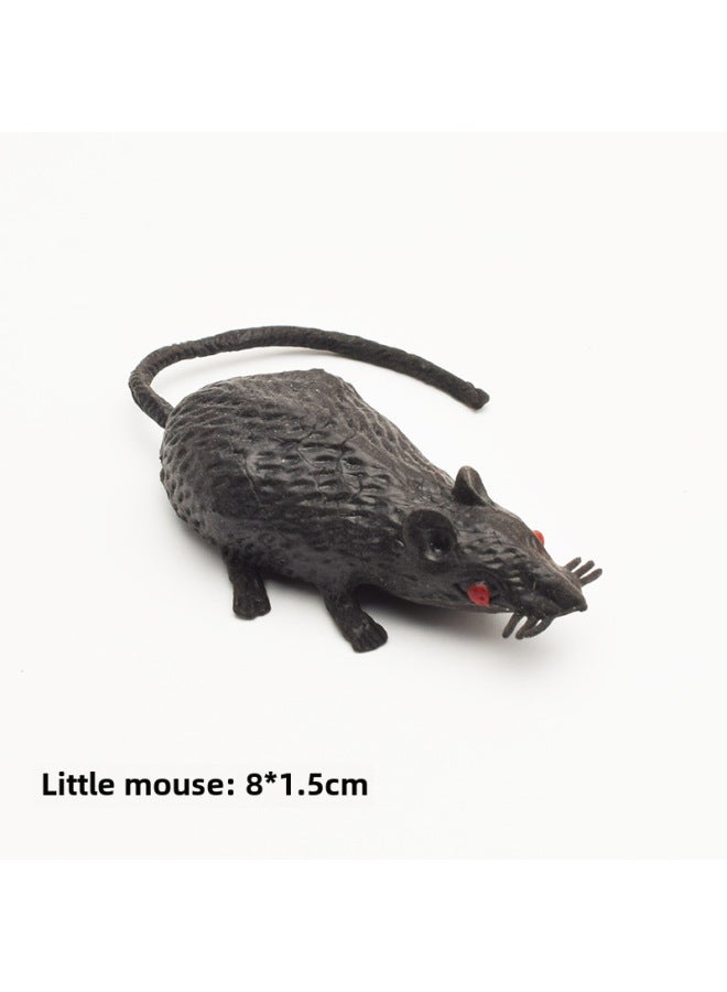Realistic Mouse Model Plastic White Grey Black Mouse Props Teaching Tools Prank April Fool's Day Street Stall Toys-Color:Soft Rubber Small Size Black Mouse  - Image 1
