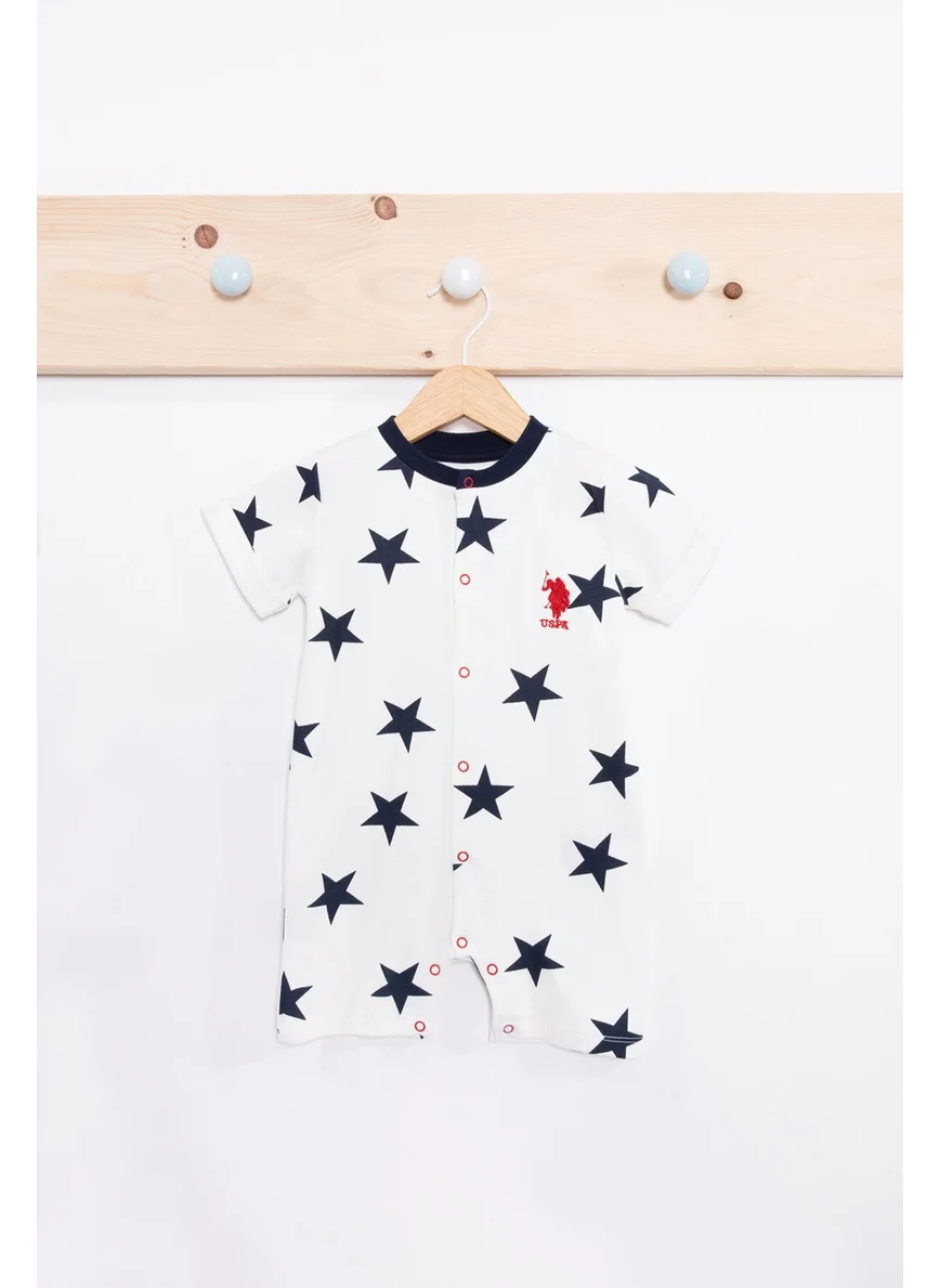 يو اس بولو اسن BASE. Polo Assn. Stars Cream Baby Boy Rompers