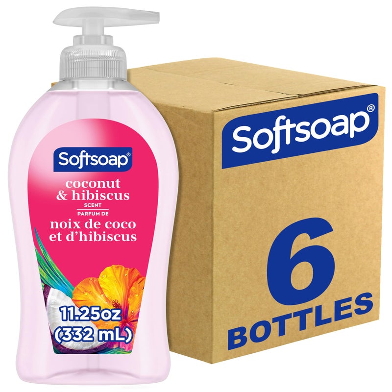 Softsoap Coconut & Hibiscus Scent Hydrating Liquid Hand Soap, Liquid Hand Soap, 11.25 Fl Oz (Pack of 6) - Image 1