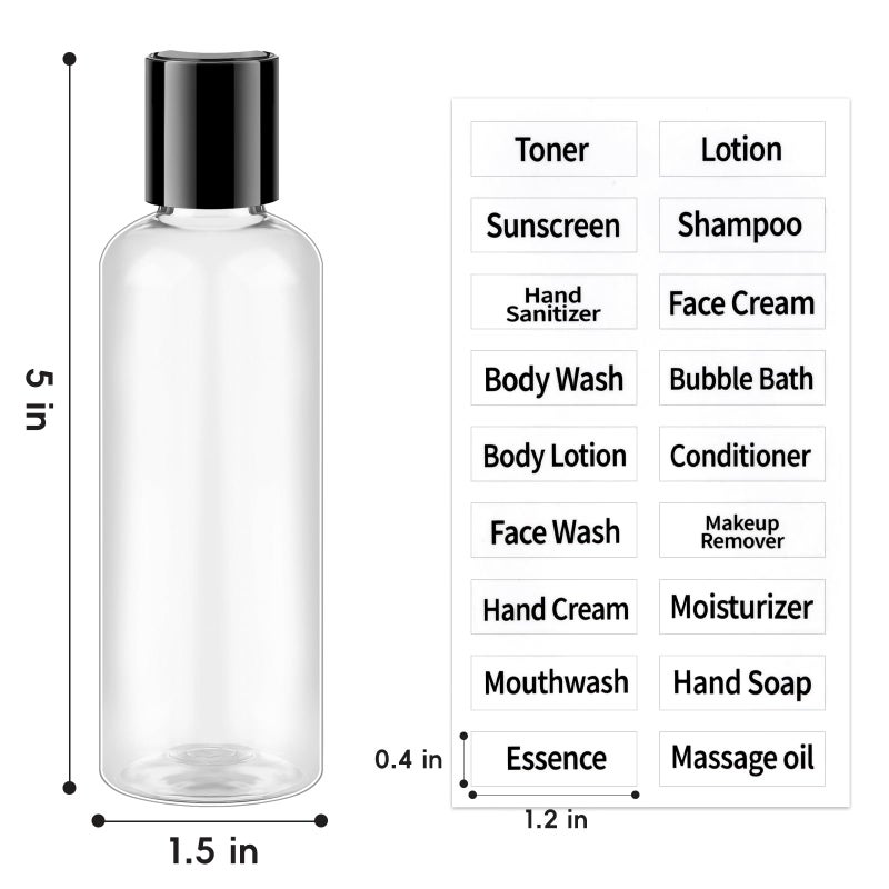 TUZAZO 10 Pack 3.4 oz Clear Travel Bottles for Toiletries TSA Approved Leakproof Travel Size Containers Empty Small Plastic Shampoo Lotion Bottles with Labels - Image 2