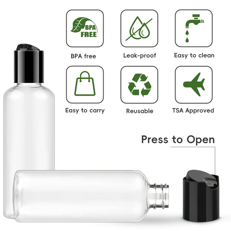 TUZAZO 10 Pack 3.4 oz Clear Travel Bottles for Toiletries TSA Approved Leakproof Travel Size Containers Empty Small Plastic Shampoo Lotion Bottles with Labels - Image 3