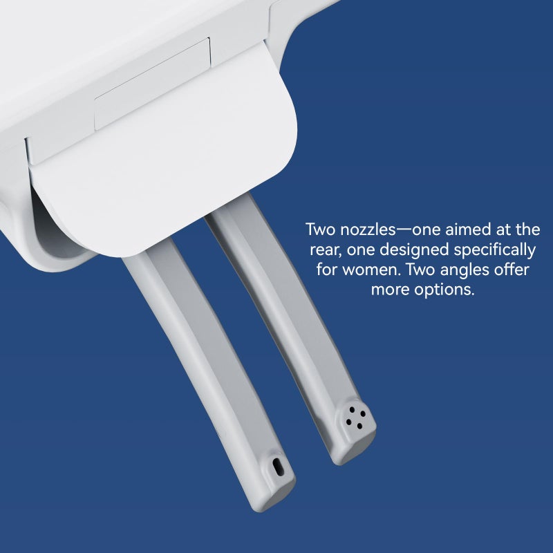 Clirass Bidet Toilet Seat, Soft Close Toilet Seat, Button control Feminine/Posterior Wash Switch, Knob Control Water Pressure,White Bidet Seat Attachment with Brass inlet (Elongated-D) - Image 3