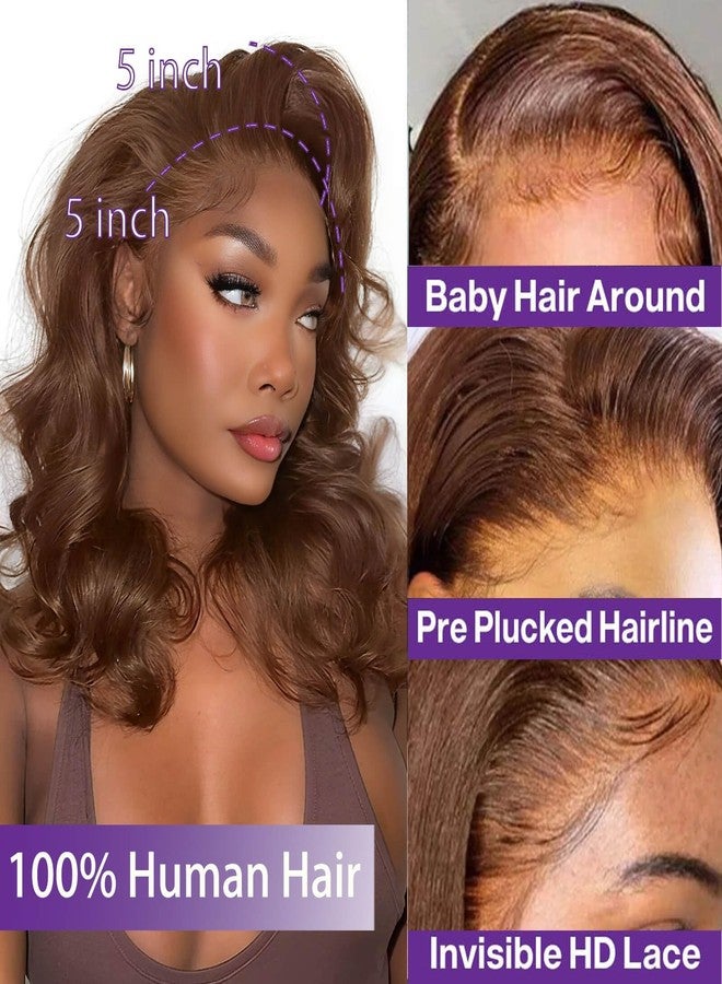 VRBest Chocolate Brown Bob Wig Human Hair Glueless Wigs Human Hair Pre Plucked Pre Cut Body Wave 5x5 HD Transparent Closure Wigs 180% Density 100% Brazilian Virgin Hair Brown Wig for Black Women (10 inch) - Image 2