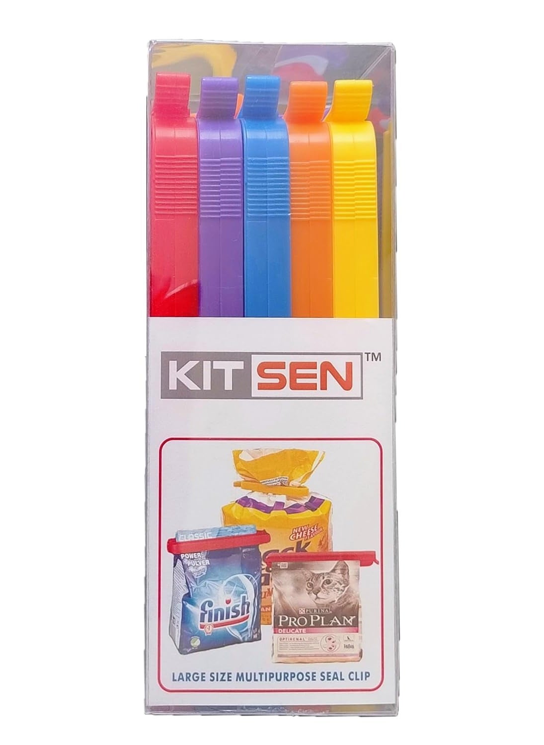 SWISH KITSEN Large Seal Clips Pack of 11 Seal Clips Size Extra Large Plastic Multipurpose Airtight Seal Clips to Lock Your All Size of Food BagsSnack Packets Multi Color  - Image 1