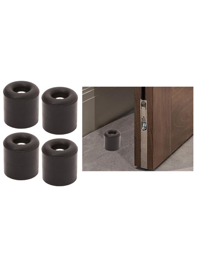 ROBUSTLINE Pack Of 4 Rubber Door Stopper Black Slip Resistant For Tiles Carpet Wood And Laminate Floors And Other Floor Surfaces Stop 40Mm x 40Mm 