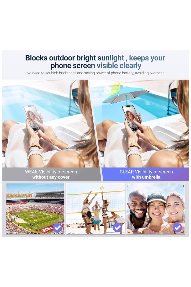 بلو فاير مظلة شمسية مغناطيسية لهاتفك المحمول – مظلة مقاومة لانعكاس الشمس للاستخدام الخارجي مع ذراع مرن قابل للتعديل، تصميم خفيف الوزن وقابل للطي للمشي والسفر والشاطئ - Image 3