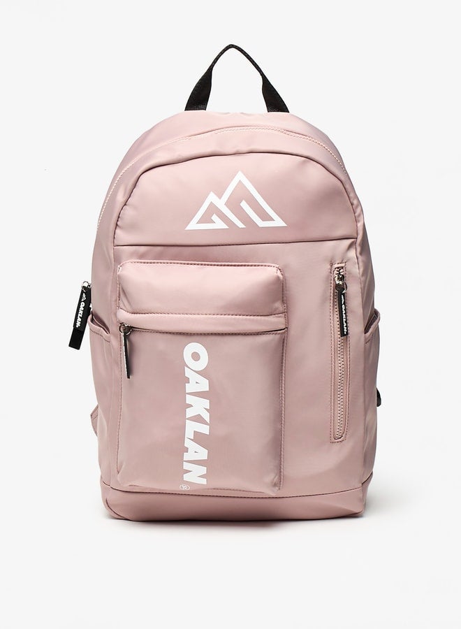 Oaklan by Shoexpress Logo Print Backpack with Adjustable Straps - 42x30x16 cm - Image 1