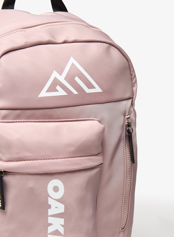 Oaklan by Shoexpress Logo Print Backpack with Adjustable Straps - 42x30x16 cm - Image 3