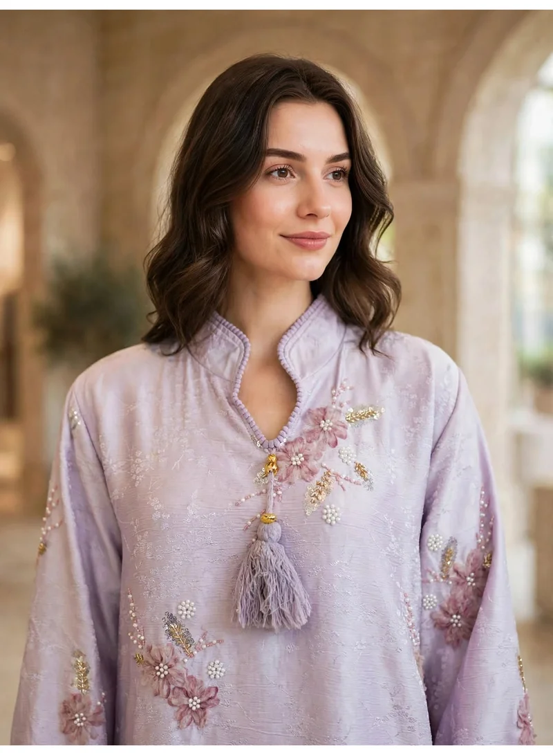 اكسا جلابية موسمية مزينة بتطريز ورود ثلاثية الأبعاد وشرّابات للنساء من إكسا IK2002