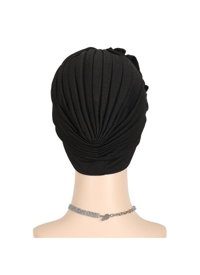 Laravel Women's Flower Pearl Accessories Elegant Fashion Muslim Islamic Arab Hijab Undercap Elastic Turban Hat Headscarf Hat  Ramadan Gift Holiday Gift Box - Black  - Image 4