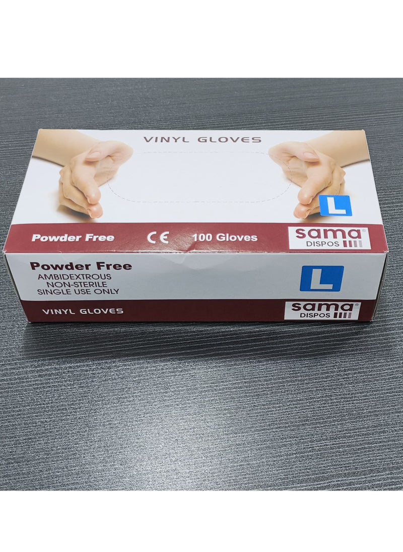 SAMA Vinyl Gloves Powder-Free Clear - Pack of 100 - Non-Sterile, Single Use  - Image 1