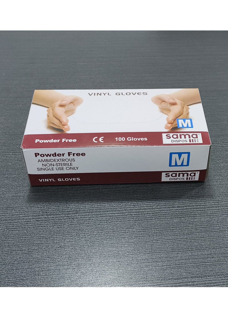 SAMA Vinyl Gloves Powder-Free Clear - Pack of 100 - Non-Sterile, Single Use  - Image 2