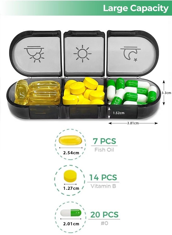 7 Days 3 Times A Day Weekly Pill Organizer Box,Weekly Pill Organizer,Light-Proof Daily Pill Box,Portable Travel Pill Case for Medication,Black Privacy Protection AM PM Pill Case for Vitamins,Portable Travel Pill Case for Medication, Vitamins, Fish Oils,Supplements(Black) - Image 3