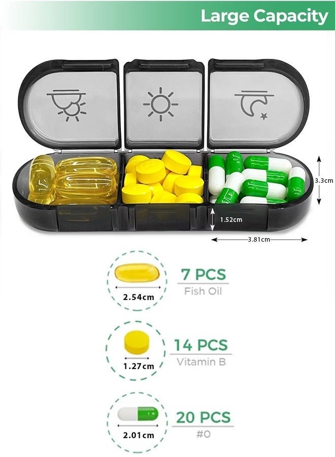 Poxvalzor 7 Days 3 Times A Day Weekly Pill Organizer Box,Weekly Pill Organizer,Light-Proof Daily Pill Box,Portable Travel Pill Case for Medication,Black Privacy Protection AM PM Pill Case for Vitamins,Portable Travel Pill Case for Medication, Vitamins, Fish Oils,Supplements(Black) - Image 3