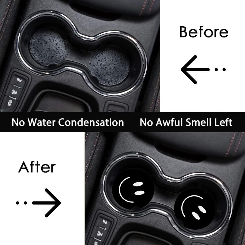 Ldntly Car Coasters for Cup Holders,2 Pack Smiley Face Car Coasters,2.75" Universal Size Anti Slip Rubber Mat,Automotive Cup Holder Decal Decor Accessories,Smiley Face Gifts for Women,Men,Mom - Image 3