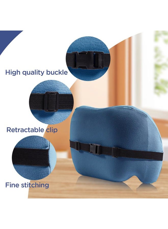 BYMECOST Lumbar Support Pillow for Office Chair, Car Lumbar Pillow Lower Back Pain Relief, Memory Foam Back Cushion with Adjustable Straps, Ergonomic Chair Back Pillow for Gaming Chair, Car, Bed (BLUE) - Image 3