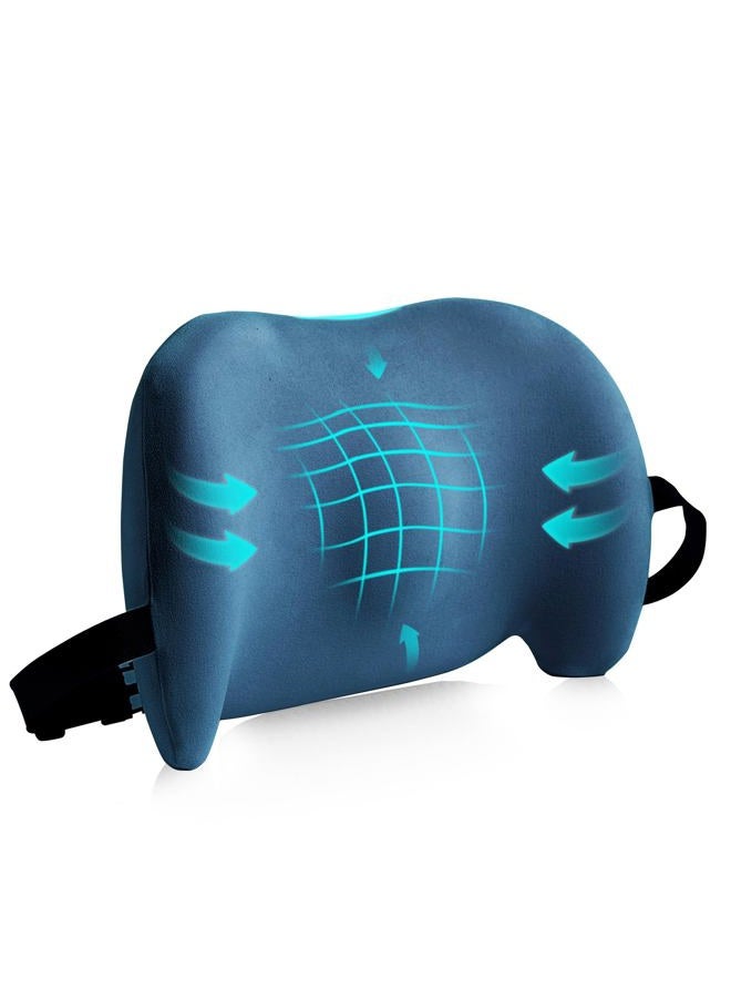 BYMECOST Lumbar Support Pillow for Office Chair, Car Lumbar Pillow Lower Back Pain Relief, Memory Foam Back Cushion with Adjustable Straps, Ergonomic Chair Back Pillow for Gaming Chair, Car, Bed (BLUE) - Image 1