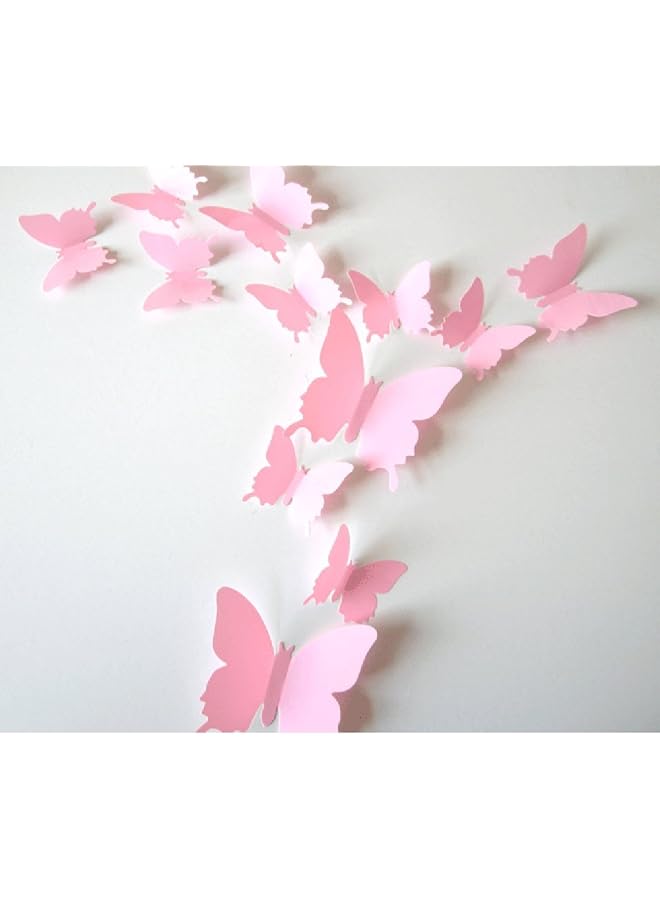 erorex 12Pcs 3D Butterfly Removable Wall Decals Diy Home Decorations Art Decor Wall Stickers Murals For Babys Kids Bedroom Living Room Classroom Office Color:Pink - Image 2