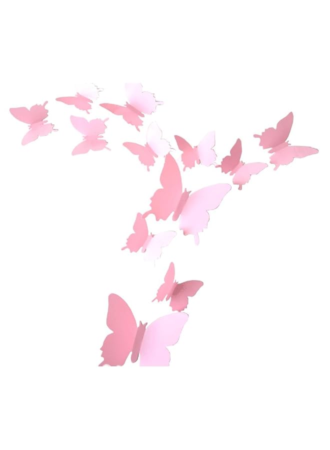 erorex 12Pcs 3D Butterfly Removable Wall Decals Diy Home Decorations Art Decor Wall Stickers Murals For Babys Kids Bedroom Living Room Classroom Office Color:Pink - Image 1