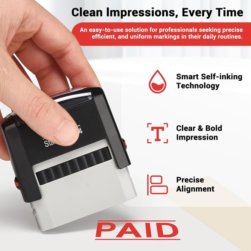 KTWT Paid Self Inking Stamp, Paid Stamps for Retail Use, Self Inking Stamp with Red Ink, Rubber Stamps for Business - Image 3