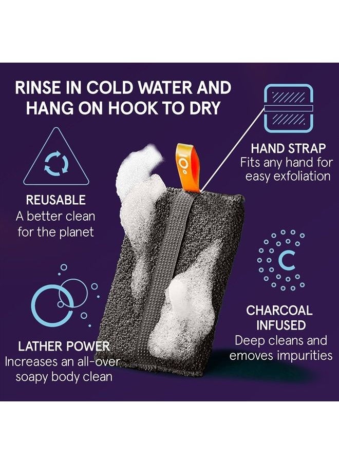 cleanlogic - Detoxify Purifying Charcoal Infused Exfoliating Body Scrubber, Reusable Exfoliator Tool for Smooth and Softer Skin, Daily Skincare Routine, 3 Count Value Pack - Image 1