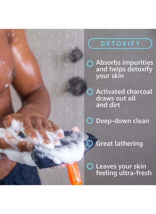 cleanlogic - Detoxify Purifying Charcoal Infused Exfoliating Body Scrubber, Reusable Exfoliator Tool for Smooth and Softer Skin, Daily Skincare Routine, 3 Count Value Pack - Image 1