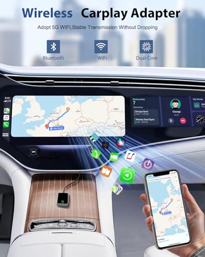 RUMIXI Wireless Carplay Adapter for iPhone, Converts Wired CarPlay to Wireless, Plug and Play Dongle for Apple CarPlay, Bluetooth Control Adapter for Cars from 2016 & Cars with Built-in CarPlay - Image 4