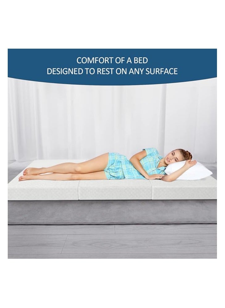 Comfy مرتبة ضيوف محمولة مريحة من الساتان باللون الأبيض المزهر مقاس 180 × 90 × 7 سم - Image 4