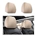 NYTKL 2 PCS Car Headrest Cover Soft Stretchy Fabric Vehicle Head Rest Protector Washable DirtPoorf Auto Headrest Covers AntiScratch Coverings Interior Car Accessories Beige - Image 2