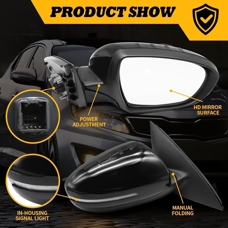 Jecoupoon Right Passenger Side/Left Driver Side Mirror for 2011-2013 Optima - Black - Image 2