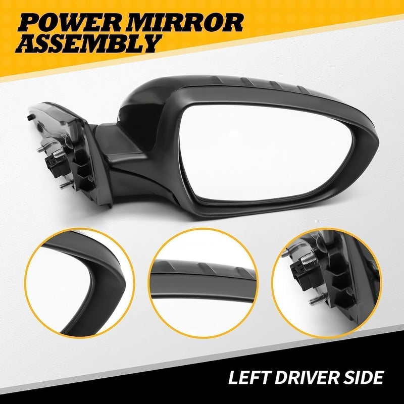 Jecoupoon Right Passenger Side/Left Driver Side Mirror for 2011-2013 Optima - Black - Image 3