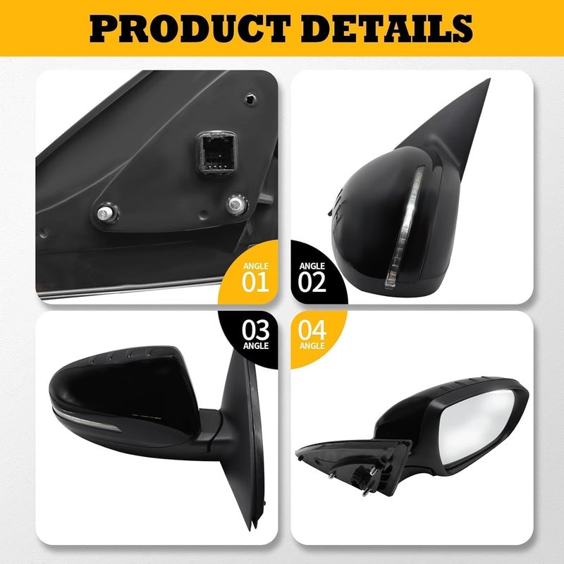 Jecoupoon Right Passenger Side/Left Driver Side Mirror for 2011-2013 Optima - Black - Image 4