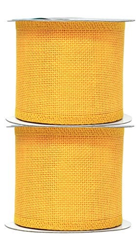 Mandala Crafts Yellow Burlap Ribbon 3 Inches Wide Jute Ribbons for Crafts - 20 Yds Roll Rustic Burlap Wrap Trim Ribbons for Wreaths Bows Wedding Party Decoration - Image 2
