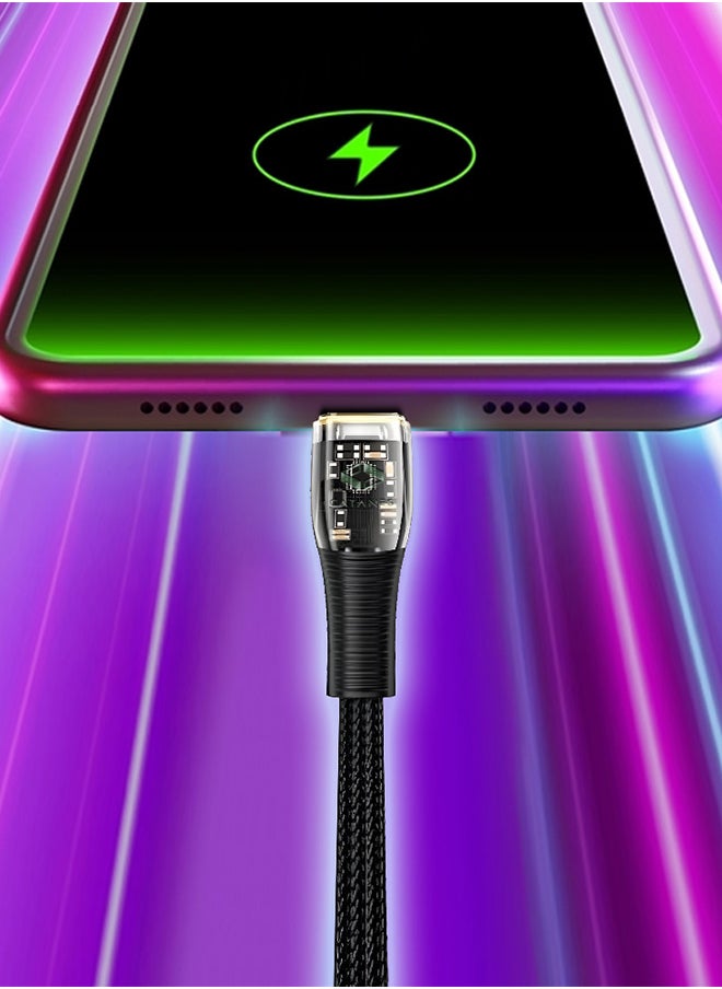 CATANES - USB Cable to Type C Fast Charging Cable Transparent Adapter Fast Charging Cable Black 1M - Image 1