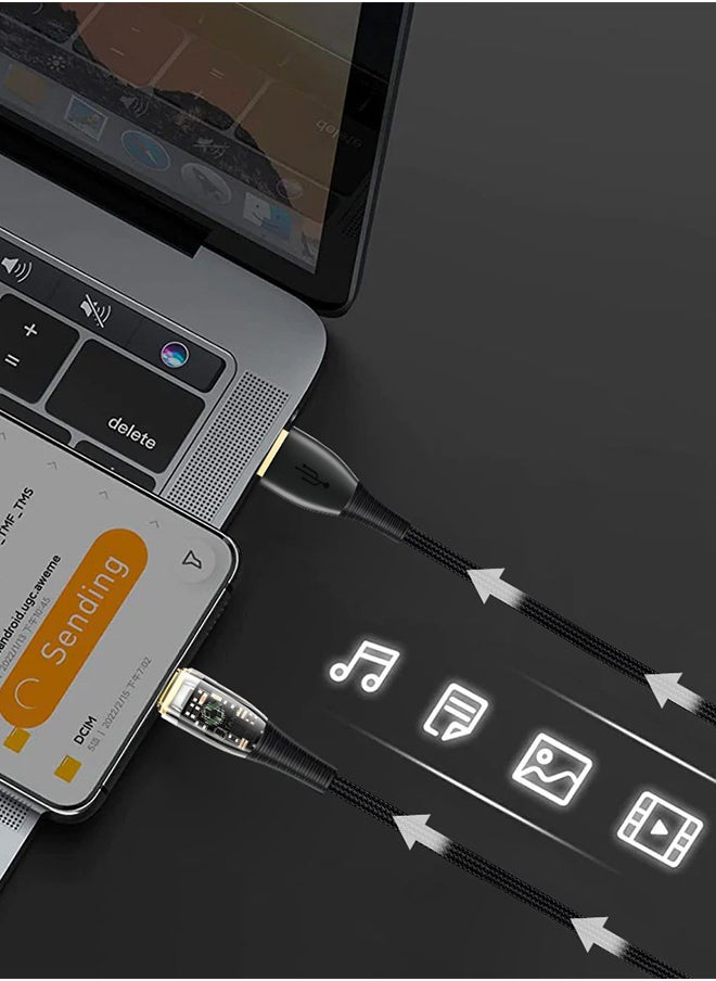 CATANES - USB Cable to Type C Fast Charging Cable Transparent Adapter Fast Charging Cable Black 1M - Image 1