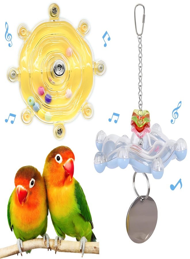 Jevnd Bird Toys for Parakeets, Colorful Parakeet Toys Wheel, Interactive Spinner Rattle Parrot Toy, Cockatiel Toy for Bird Cage, Chewing Exercise for Conure, Budgies Enrichment Toys (2pcs, Rondom Color) - Image 1