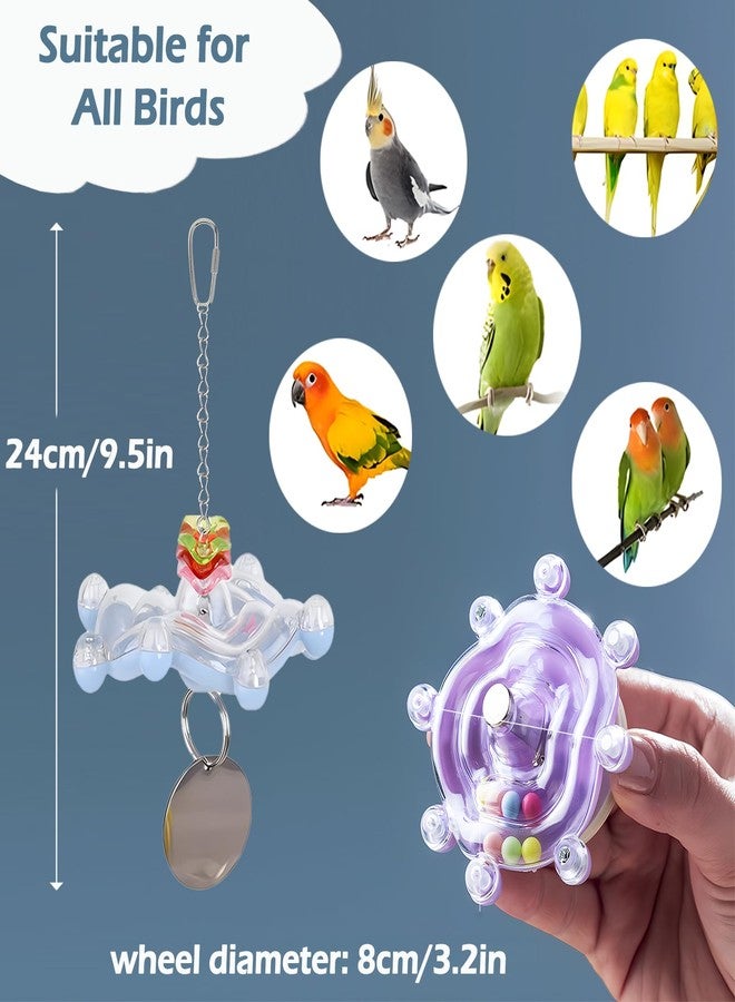 Jevnd Bird Toys for Parakeets, Colorful Parakeet Toys Wheel, Interactive Spinner Rattle Parrot Toy, Cockatiel Toy for Bird Cage, Chewing Exercise for Conure, Budgies Enrichment Toys (2pcs, Rondom Color) - Image 3