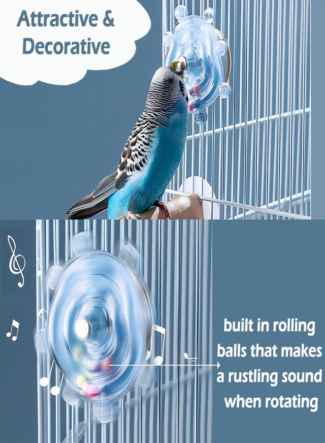 Jevnd Bird Toys for Parakeets, Colorful Parakeet Toys Wheel, Interactive Spinner Rattle Parrot Toy, Cockatiel Toy for Bird Cage, Chewing Exercise for Conure, Budgies Enrichment Toys (2pcs, Rondom Color) - Image 2