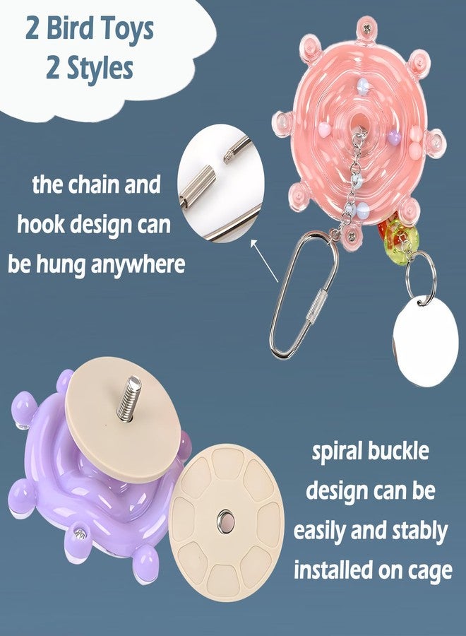 Jevnd Bird Toys for Parakeets, Colorful Parakeet Toys Wheel, Interactive Spinner Rattle Parrot Toy, Cockatiel Toy for Bird Cage, Chewing Exercise for Conure, Budgies Enrichment Toys (2pcs, Rondom Color) - Image 5