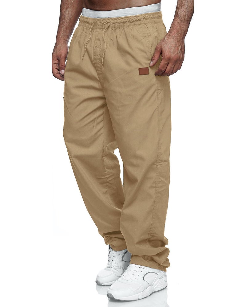 Rela Bota Mens Casual Jogger Pants Relaxed Fit Cargo Pants Drawstring Sweatpants Hiking Outdoor Twill Sport Pants Khaki 2XL - Image 1