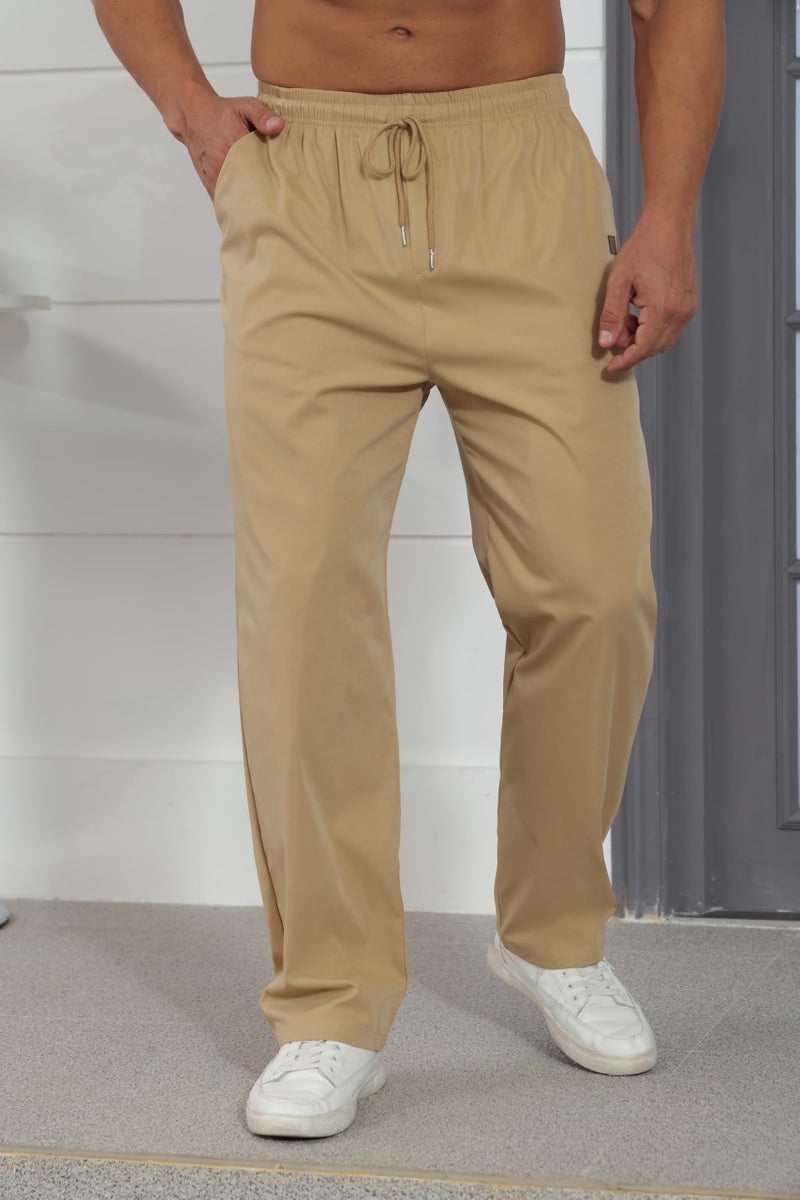 Rela Bota Mens Casual Jogger Pants Relaxed Fit Cargo Pants Drawstring Sweatpants Hiking Outdoor Twill Sport Pants Khaki 2XL - Image 4