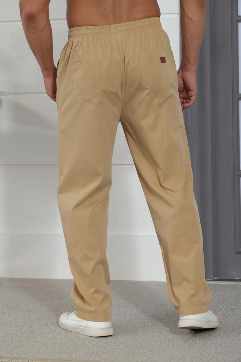 Rela Bota Mens Casual Jogger Pants Relaxed Fit Cargo Pants Drawstring Sweatpants Hiking Outdoor Twill Sport Pants Khaki 2XL - Image 5