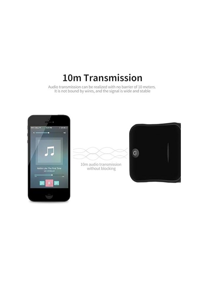 Wireless Audio/Transmitter 2-in-1 Audio Adapter BT 5.0 SPDIF/AUX Dual Mode Adapter Black