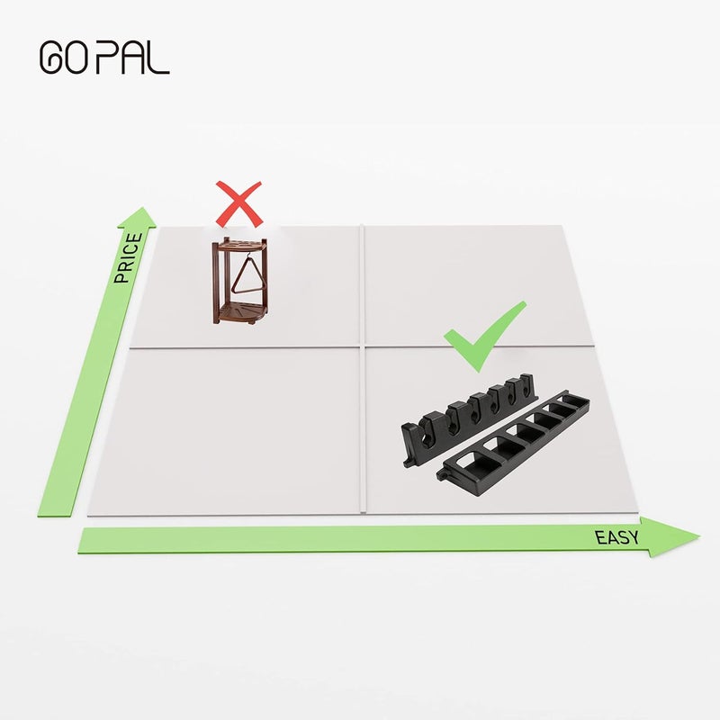 GOPAL CR1 Black Pool Cue Holder, Wall Mount Pool Stick Rack for 6 Cues Stick Storage, Pool Cue Set Rack, Pool Table Rods Organizer - Image 5