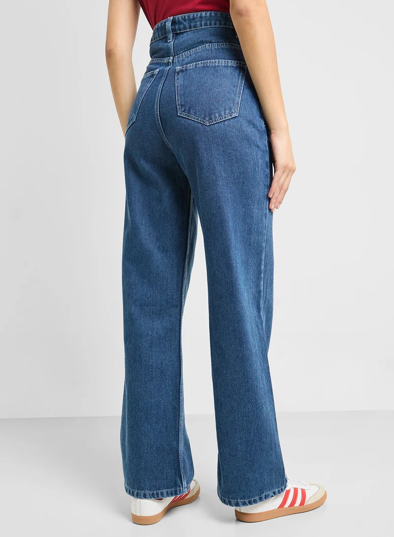Ginger Mid Rise Wide Leg Jeans
